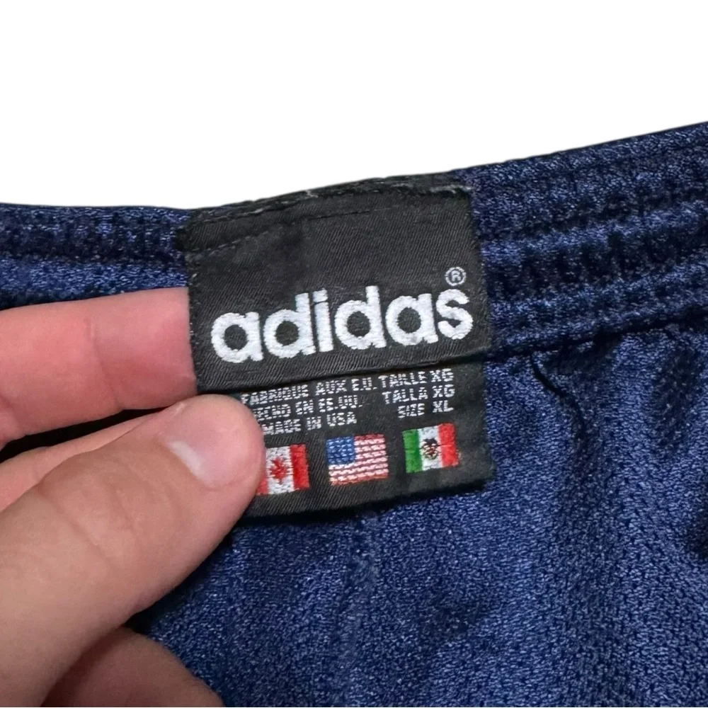 Vintage 90s‎ Adidas USA Made 100% Polyester Navy Mesh Shorts Men's XL